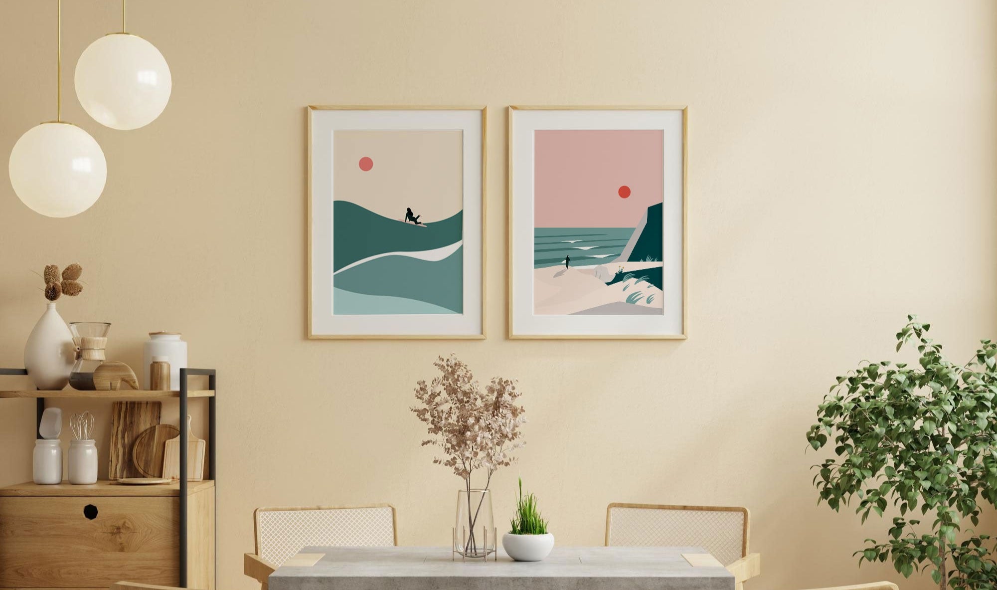 Posters surf illustration peniche