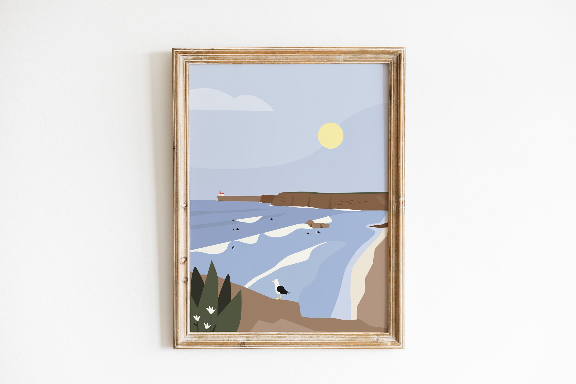 Tonel Beach Portugal Poster – Minimalist Coastal Wall Art (A4)
